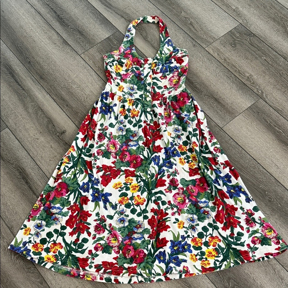 Vintage gardencore halter midi dress